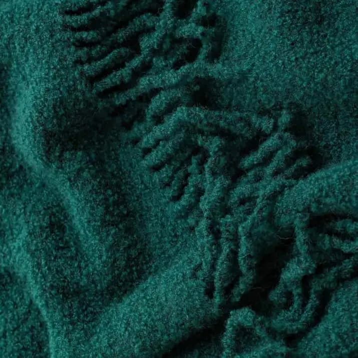 Premium Green Wool Throw Blanket - Bouclé Throw 55x79 in - View 2