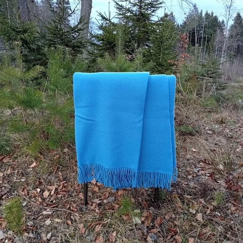 Light Blue 100% Wool Throw Blanket, 55x79 in - View 3