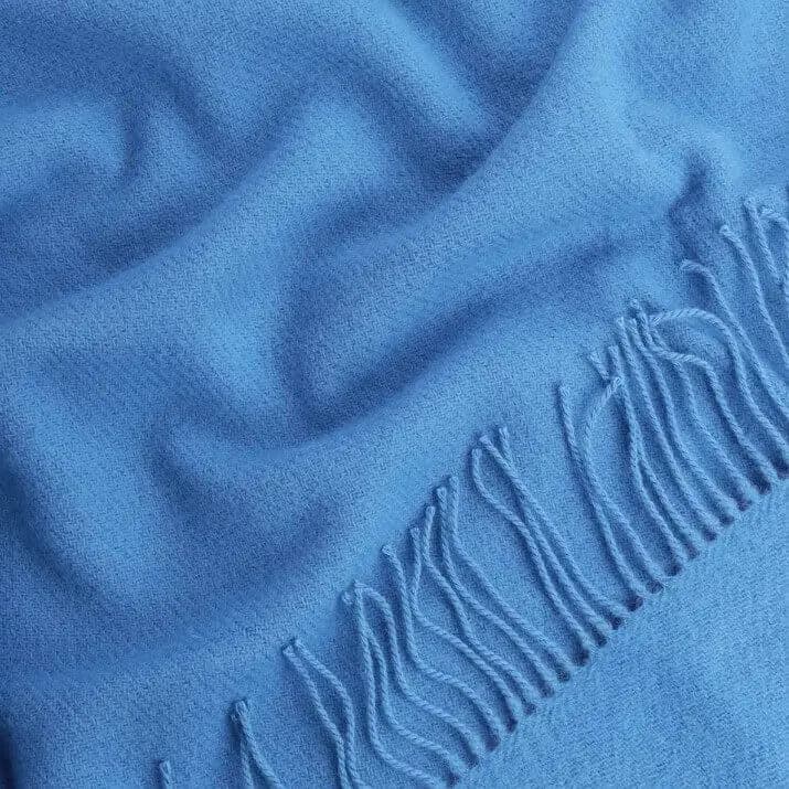 Light Blue 100% Wool Throw Blanket, 55x79 in - View 4