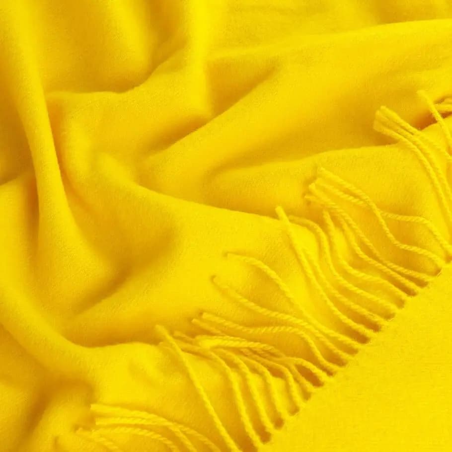 Lemon Yellow 100% Wool Throw Blanket with Fringe, 55x79 in - View 4