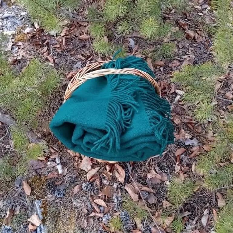 Dark Teal 100% Wool Throw Blanket with Fringe, 55x79 in - View 6