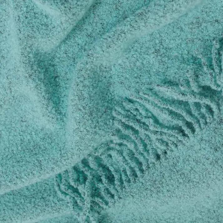 Aqua Bouclé Wool Throw Blanket 55x79 in - View 2