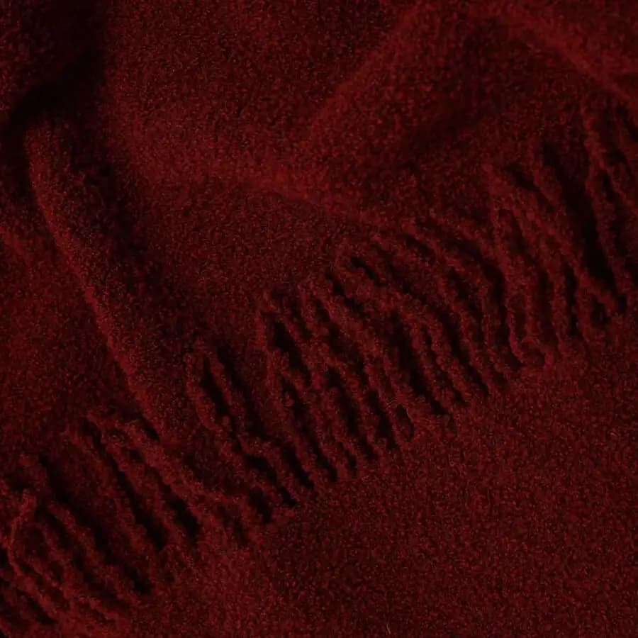 Burgundy Bouclé Wool Throw Blanket 55x79 in - View 2