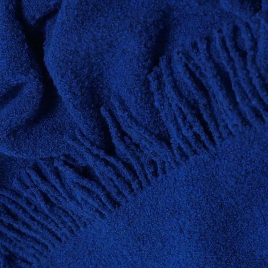 Royal Blue Bouclé Wool Throw Blanket 55x79 in - Textured Wool Throw - View 2