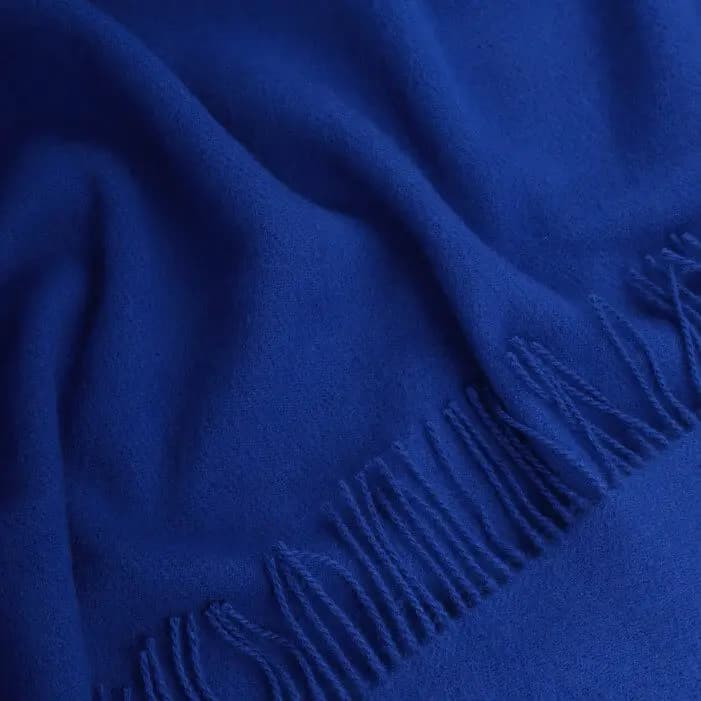Royal Blue Throw Blanket, 100% Pure Wool, 55"x79" - View 3
